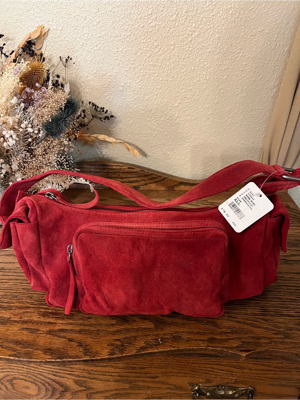 Free People Siren Suede Shoulder Bag In Red NWT